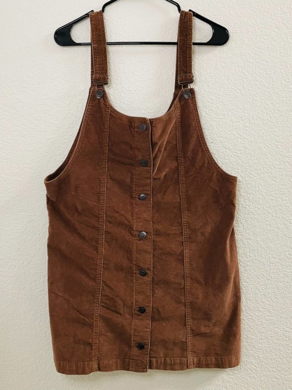 Celebrity Pink Oversized Brown Corduroy Button Down Jumper Overall Dress | XL